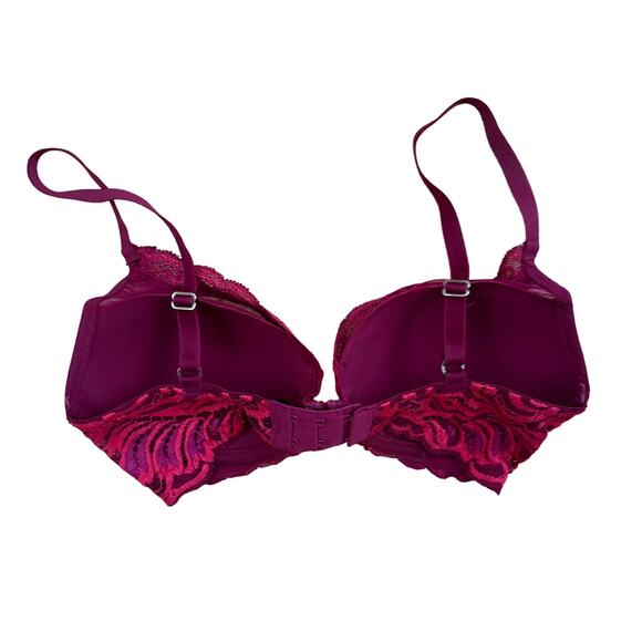 Natori Feathers Contour Plunge Padded T-Shirt Bra Port Maroon Purple 32D - Picture 2 of 3